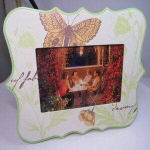 Orange Lime Green Floral Butterfly Picture Frame